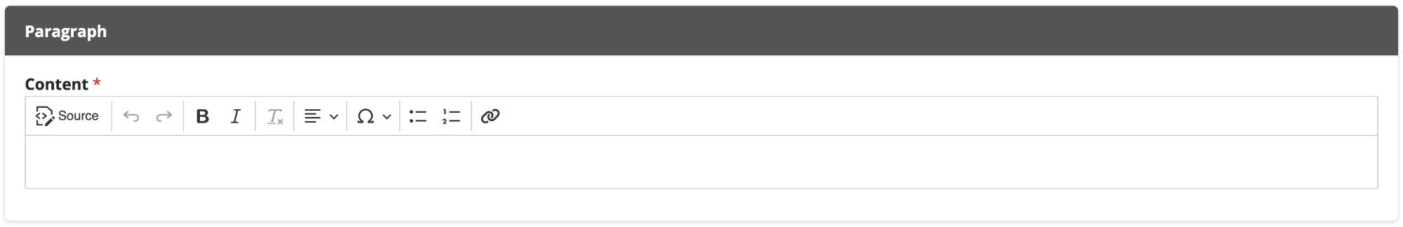 Screenshot of the node editor's "paragraph" chunk